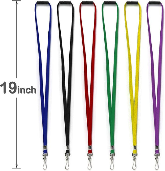Ollain 25 Pack Breakaway Lanyard with J-Hook Bulk Flat Lanyards for Name tag ID Badges