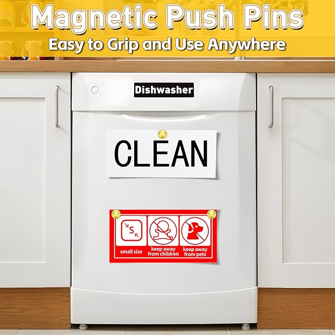 VNDUEEY 16 Pack Fridge Magnets Refrigerator Magnet, Gold Strong Magnets for Whiteboard, Magnetic Push Pins, Metal Magnet for Kitchen, Office, Classroom, School, Locker, Cruise Decor