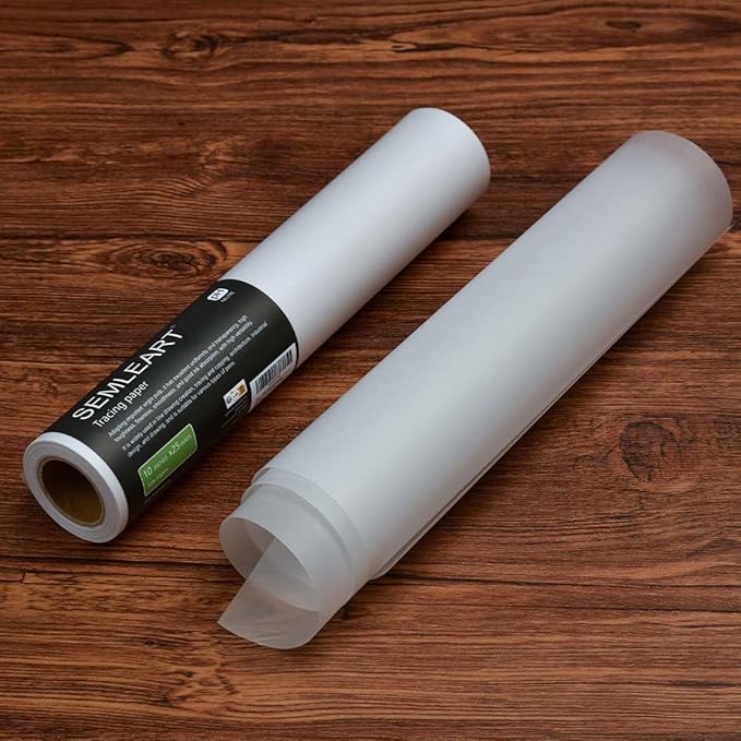SEMLEART Trace Paper roll 10inchs x 25 Yard,32lb/50gsm,Translucent White tracing Paper for Drawing, Sketching,Sewing Pattern Gift Wrapping,Dressmaking - Sketch & Drafting Paper roll