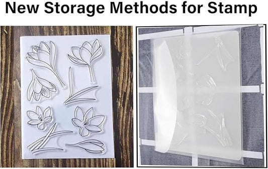BROTOSPAC 24 PCS Clear Stamps Storage Panels,Resealable Die Cut Storage Bag, White Plastic Stamps Organizer Panels, Clear Stamp Organizer Set for Die Cutting and Decorative (24)