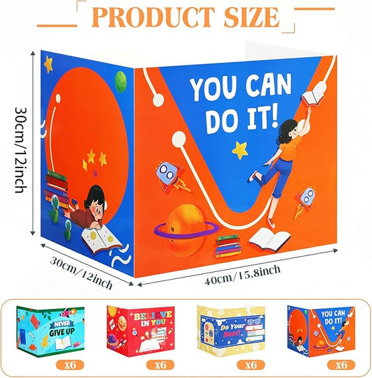 Crtiin 24 Pcs Privacy Folders for Students Desk Dividers Standard School Privacy Cardboard Board Testing Dividers Shield for Classroom Teacher Supplies Keep Eyes from roving(Encourage)