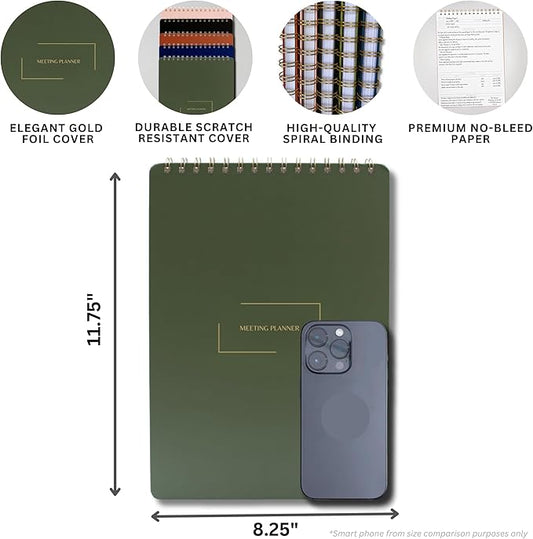 Merely Home | Meeting Notebook for Work | 8.25" x 11.75" | Project Planner | Simple Design | Multiple Layouts | Office and Business Planner (Pink, Meeting Planner - Portrait)