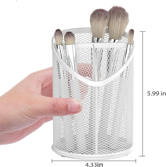 Delifox Mesh Round Pen & Pencil Holder — 2 Pack, White