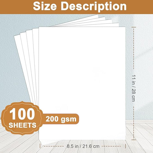 Silunkia 100 Sheets White Cardstock 8.5 x 11 Printer Paper, 200gsm/75lb Heavyweight White Paper Card Stock for Certificates, Invitations, Cards Making, Business Cards, School Crafting
