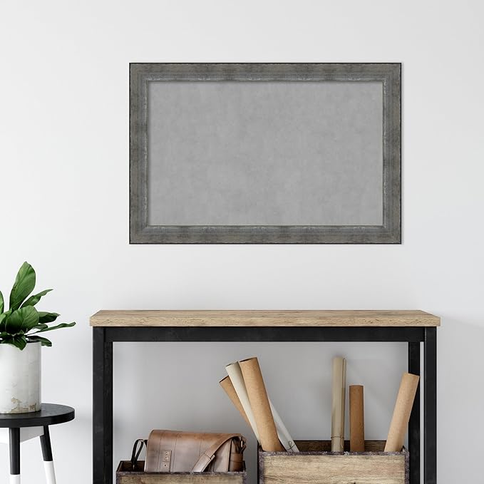 Amanti Art Silver Framed Magnetic Board 24x36 Large Vision Board for use with Magnets, 100% Metal Sheet to Display Items as Office Decor or for Home Organization in mudroom, Kitchen or Kids Room