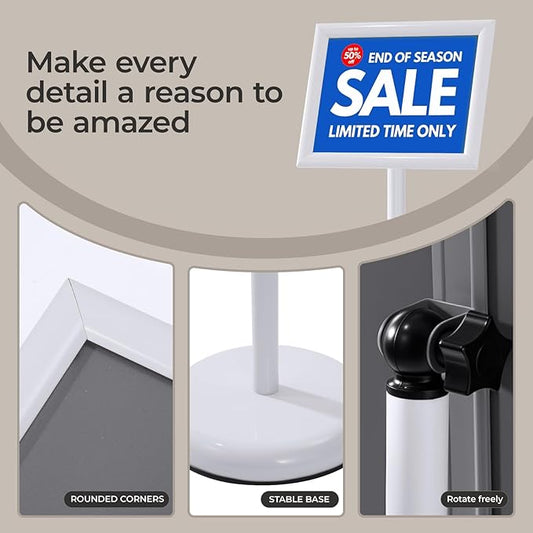 YIYO sign stand,floor sign holder poster stand heavy duty pedestal signage stand for display (WHITE, 11*17)