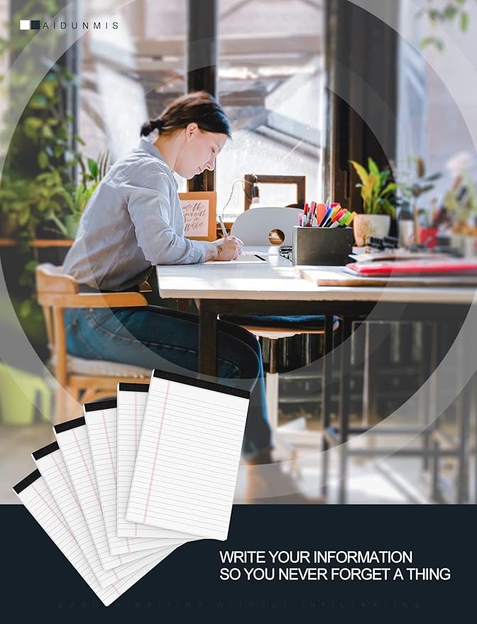 Aidunmis 3 Pack Small Legal Pads 5x8 White Notepads Paper Tablets 5x8 Legal Pad 80 GSM Lined Note Pads of Paper 5x8 College Ruled Writing Pads 30 Sheets/Pad, 25 Lines Note Pads for School, Office