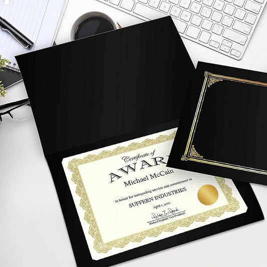 Geographics Optima Gold Blank Award Certificate Paper with Gold Foil Seals, 8.5 x 11", Seal 1.75" (Pack of 25)