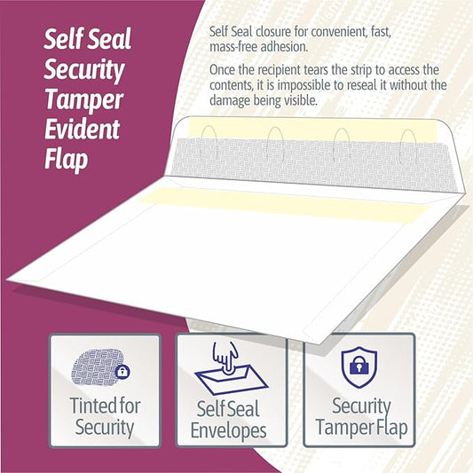 NextDayLabels - W-2 4-Up Employee Tax Forms, & Envelopes Instructions on Back" for 2025 (Pack of 500 Self Seal Envelopes)