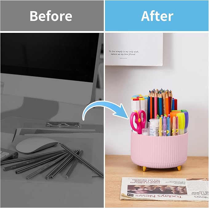 Marbrasse Mesh Desk Organizer Pen Holder — Pink