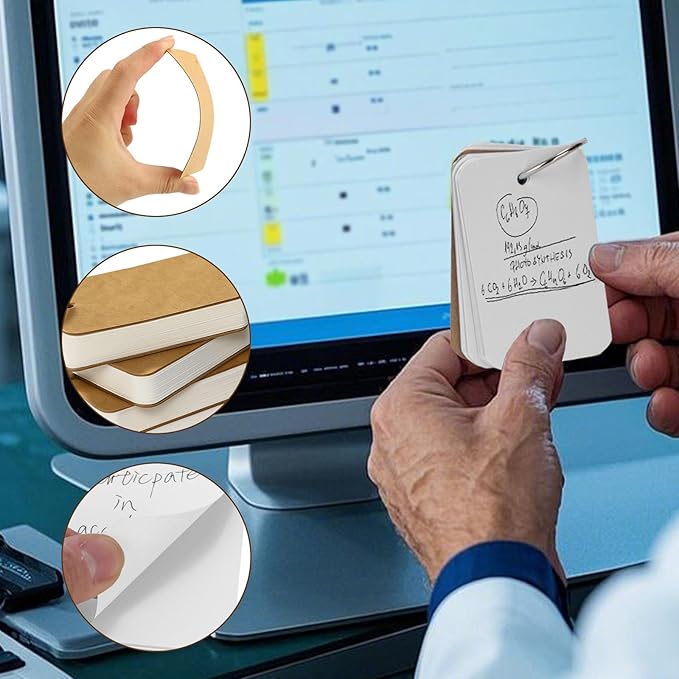 Koogel 300PCS Index Cards with Rings, 2.2 x 3.5 Inch, Small Flash Cards for Studying, Portable Blank Study Notecard for School Office Home Organization, Durable Study To Do List Note Taking Supplies