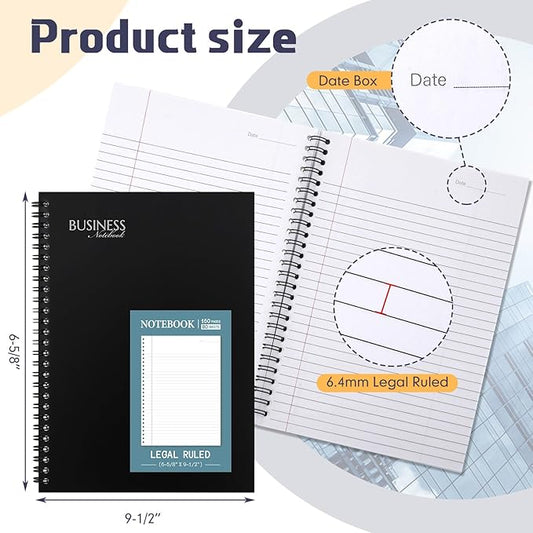 Resurhang 8 Pack Wirebound Business Notebook Legal Ruled Spiral Notebook 6-5/8" x 9-1/2" 80 Sheets Per Pad Professional Journal for Office Journal Planner Work Meeting Men Women(Blue)