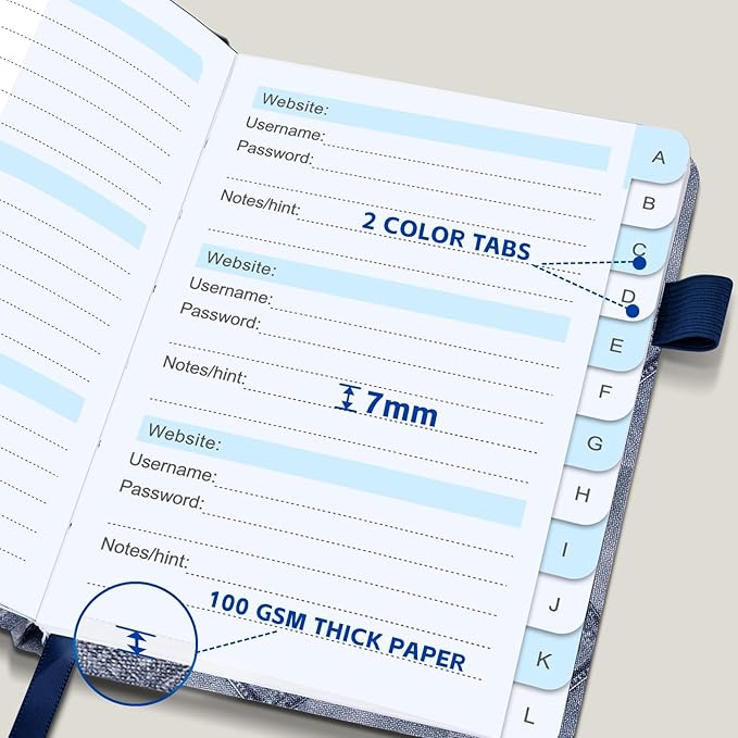 MOSA BEAR Password Keeper Book with Alphabetical Tabs,4.3"x5.7" Small Password Books for Seniors Password Notebook for Internet Website Address Log in Detail(NZSL)