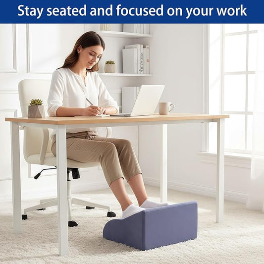Opuvidity Foot Rest for Under Desk at Work Ergonomic Under Desk Footrest,Support Foot Pillow Double-Sided Footstool, for Office, Home & Gaming Leg Elevation Pillow Blue