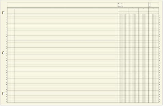 BookFactory Ledger Pad/Large 4 Column Accounting Ledger Columnar (Four Columns) Pads - 17'' x 11'', 50 Pages, Notepad Landscape Format (Made in USA)