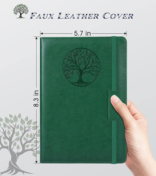 Biuwory Lined Journal Notebook for Women Men,256 Pages A5 Hardcover Leather Journals for Writing,Travel,Business,Work & School,College Ruled Notebooks for Note Taking,Diary Notepad 5.7"×8.3"(green)