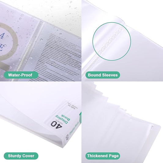 Phyxin 60-Pocket Portfolio Binder Organizer, Binder Sheet Protectors 8.5" x 11", Displaying 120 Page Plastic Folders for Documents, Document Organizer for Concert, Artwork, School & Office Use, White