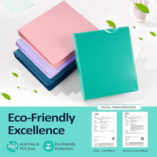 BinderX Extra Durable 3 Ring Binder, Round Rings 1 Inch Binder, Fits 175 Sheets of 8.5x11 Paper, Customizable View Cover with Inside Pockets, Cute 1" Binders, 1 Inch Binders 3 Ring, Pink