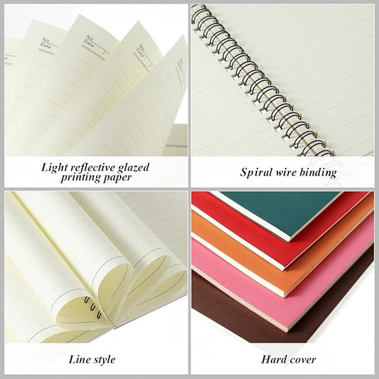 Leelosp 12 Pack Small Spiral Notebook A5 Lined College Ruled Spiral Journal Notebook 5.5 x 8.3 Inch Kraft Cover, 120 Pages for Work Students Office Business(Multi Colors)