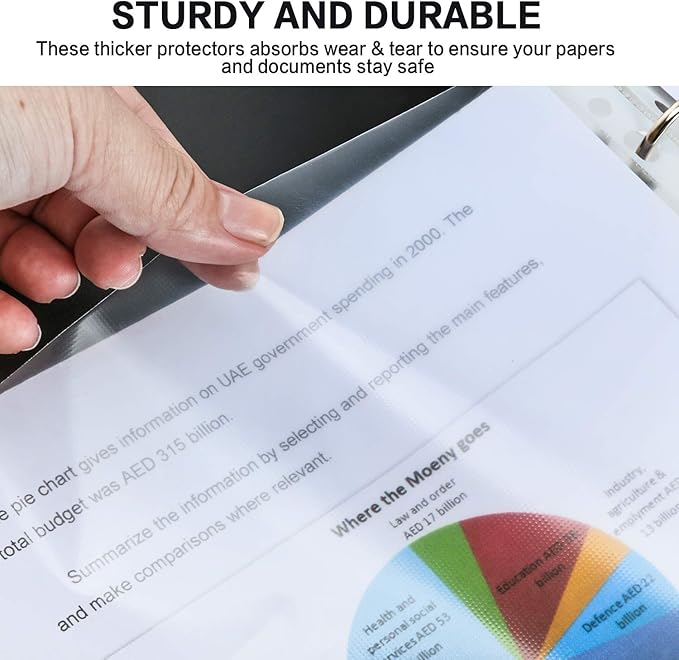 Sheet Protectors, PANDRI 600 Pack Clear Heavy Duty Plastic Page Protectors Sheet Reinforced 11-Hole Fit for 3 Ring Binder Fits Standard 8.5 x 11 Paper, 9.25 x 11.25 Top Loaded, Excluding Acid