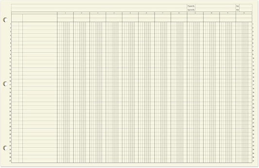BookFactory Ledger Pad/Large 12 Column Accounting Ledger Columnar (Twelve Columns) Pads - 17'' x 11'', 50 Pages, Notepad Landscape Format (Made in USA)