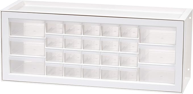 IRIS USA Plastic Drawer Storage Organizer, 26-Drawer Teacher Toolbox Bead Small Parts Organizer Cabinet for Hardware Crafts Nuts Bolts Tools Sticker Home Business Scrapbook Art Hobby Garage - White