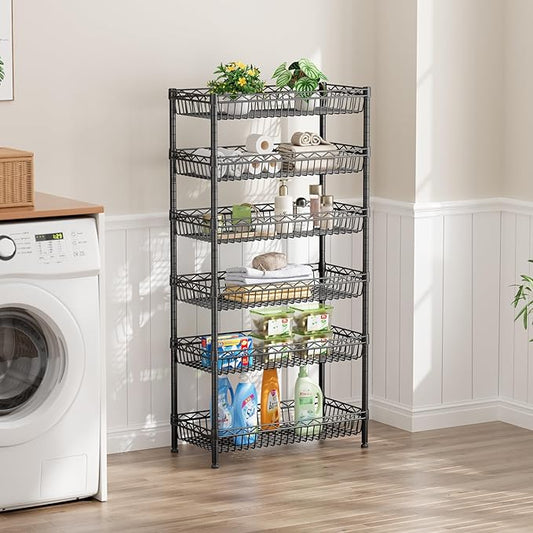 SINGAYE Shelf Closet Wire Shelving:Adjustable Metal Unit for Laundry Room Organization Bathroom Kitchen Home Storage with Wheels Pantry Rack Shelves