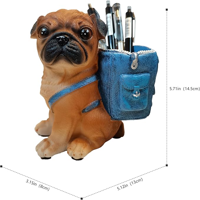 Photour Cute Dog Pen Holder for Desk ,Pen Pencil Cup Creative Desktop Pen Organizer Pencil Cups Unique Desk Accessories Decor for Home Office School Gift for Dog Lovers (Pug)