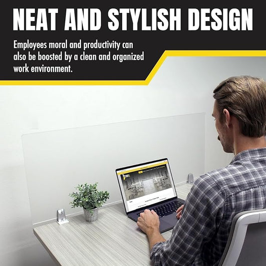 OBEX Frosted Acrylic Desk-Mounted Privacy Panel — 12" × 24"