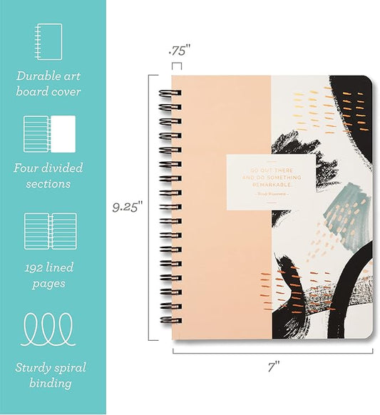 Compendium Spiral Notebook - Go out there and do something remarkable. — A Designer Spiral Notebook with 192 Lined Pages, College Ruled, 7.0”W x 9.25”H