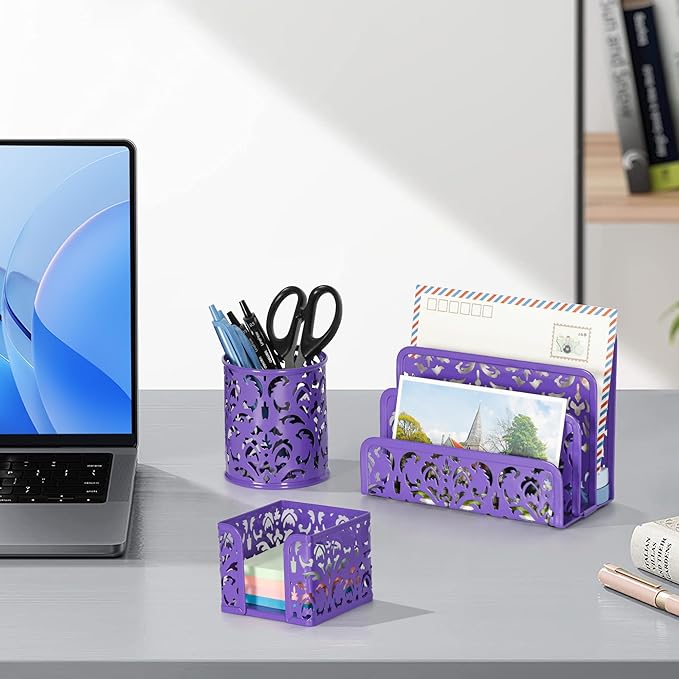 EasyPAG 3-Piece Desk Organizer Set — Purple
