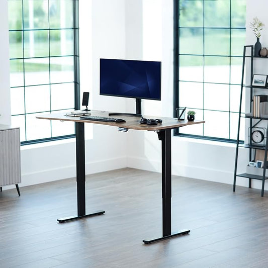 VIVO Electric 63 x 32 in Standing Desk, Memory Height Adjustment, 1B Series, Holds 220 lbs, Reclaimed Wood Top Black Frame, DESK-KIT-1B1P