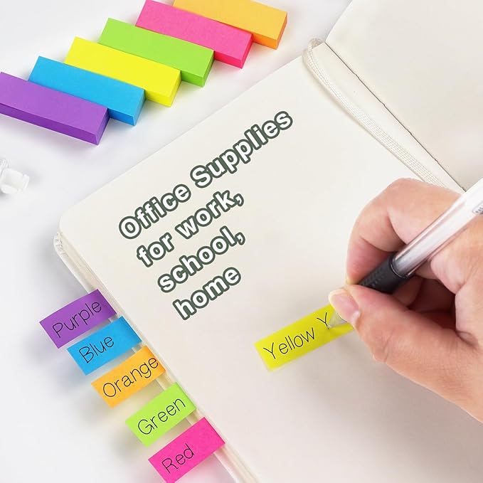 30 Pads 0.6x2 Inch Sticky Notes Flags Tabs Page Markers 6 Bright Color Sticky Index Tabs Page Flags 80 Sheet/Pad