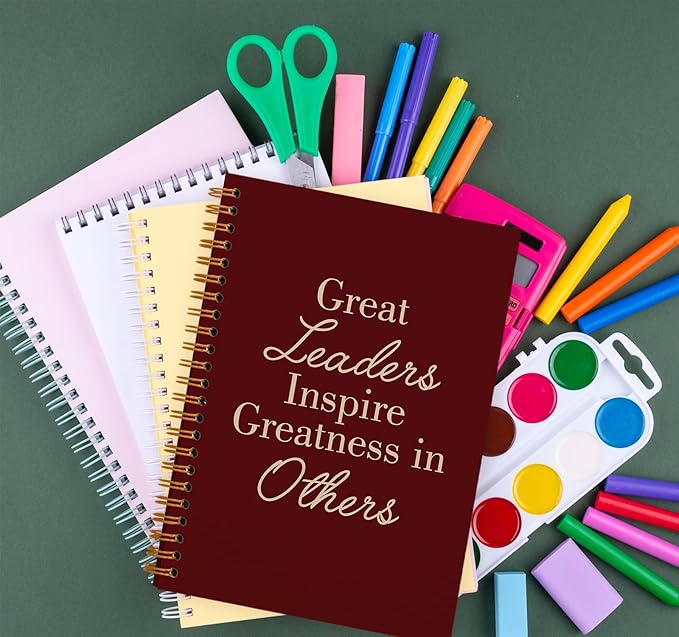 OXW Red Meeting Notebooks for Work, Leadership Gifts Office Work Notebook Journal for Writing Note Taking, Thank You Gifts for Women Men Leader Boss Mentor Principal Manager, 5.5"x8.3"