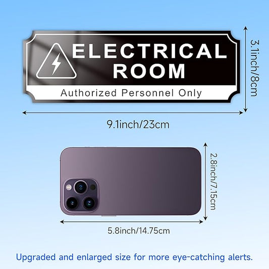 Electrical Room Door Sign for Business,Self-Adhesive Durable Modern Electrical Closet Room Sticker for Home, UV and Weather Resistant Authorized Personnel Only Signs for Business ,Workplace