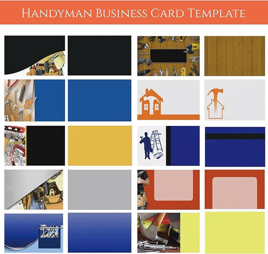 Custom Business Cards Personalized Business Cards for Small Business 300gsm Matte Paper Front & Back Sides Printed 3.5" x 2" - Handyman Template