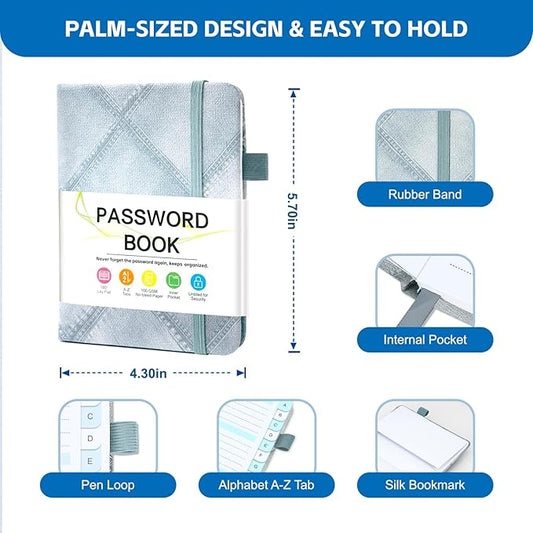 MOSA BEAR Password Keeper Book with Alphabetical Tabs,4.3"x5.7" Small Password Books for Seniors Password Notebook for Internet Website Address Log in Detail(NZQL)