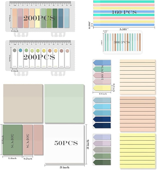 BAYTORY 1610 Sheets Transparent Sticky Notes with Highlighter Tape, Clear Waterproof 3 x 3 inch See Through Memo Pad, Self-Adhesive Translucent Writable Index Tabs for Annotating Books