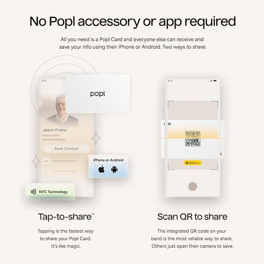 Popl Smart NFC Business Card - Sleek Modern Digital Business Card w/Instant App-Free Sharing - Customizable NFC Cards Compatible w/iPhone & Android (White)