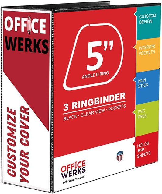 Extra-Large 3-Ring Binder | Heavy-Duty 5-Inch D-Ring Office Organizer | Crystal Clear Overlay View Binder | Archival-Grade Legal Storage | Holds 950+ Sheets | Interior Pockets | Pack of 2