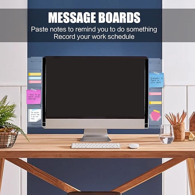 Multifunction Computer Monitor Memo Board - Transparent Computer Side Panel Memo Creative Monitor Side Panel with Phone Holder Suitable for Office Home Desktop,Left and Right (2pcs)