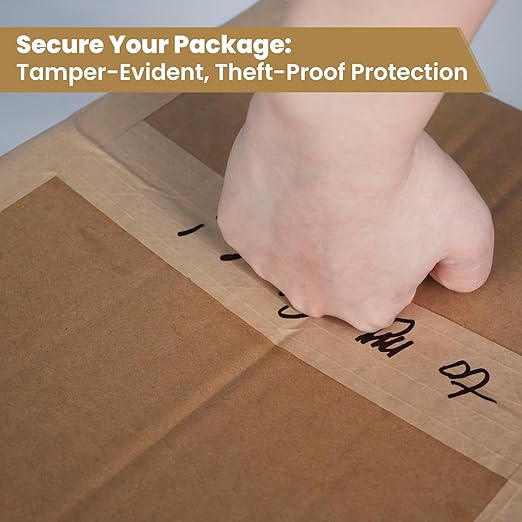 TAPEBEAR 1.5" Core Water Activated Tape, Fiber Reinforced Gummed Tape 2.75inch x 377ft, Eco-Friendly Kraft Paper Tape Biodegradable Brown Packing Tape for Security Sealing, Packaging, Shipping, 2Rolls