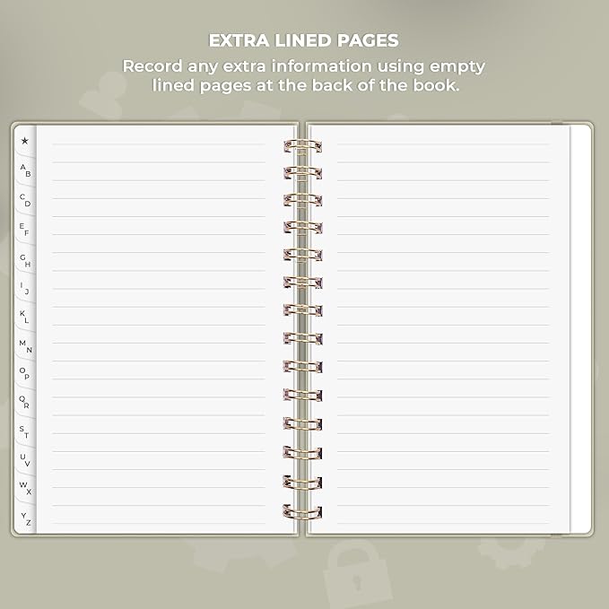 Clever Fox Password Book Spiral – Internet Address & Password Organizer with Laminated Alphabetical Tabs – Password Keeper Journal – Hardcover, Medium Size, 6.1x7.7” (Foggy Alps)