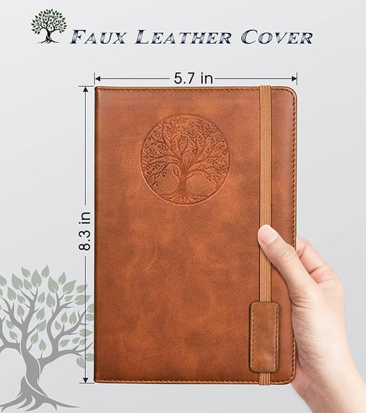 Biuwory Lined Journal Notebook for Women Men,256 Pages A5 Hardcover Leather Journals for Writing,Travel,Business,Work & School,College Ruled Notebooks for Note Taking,Diary Notepad 5.7"×8.3"(Brown)