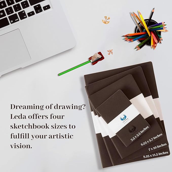 Softcover Sketch Book, A4 Sketchbook for Drawing, Lay Flat for Everyone, 160 Plain Pages Artist Journal Ideal for Ink, Water Color, Pen, Pencils, Size: Extra Large, Leda Art Supply