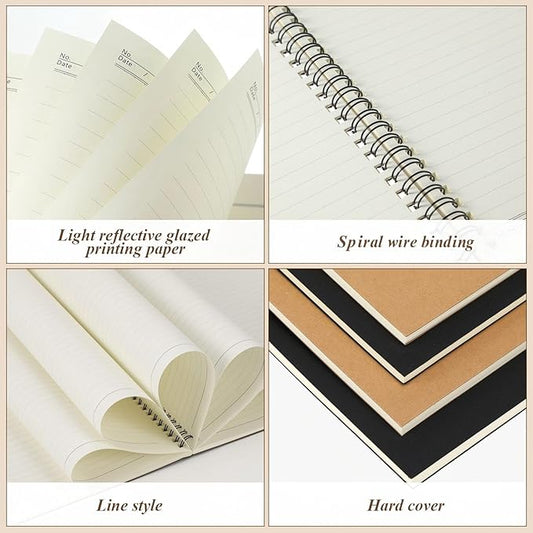 Leelosp 12 Pack Small Spiral Notebook 5 x 7 Inch Lined College Ruled Spiral Journal Wire Bound Notebook Kraft Cover, 120 Pages for Work Students Office Business(Brown, Black)