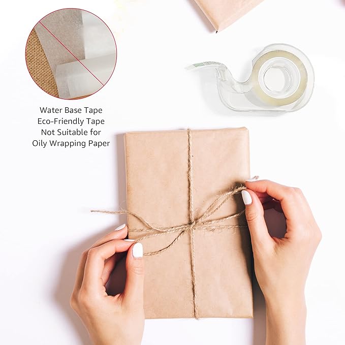 Amazon Basics Double Sided Refillable Permanent Tape with Dispenser, Narrow Width, 1/2 x 252 inches, 3-Pack, Translucence