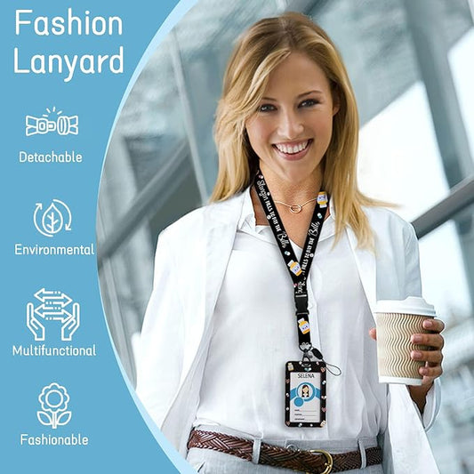 ID Badge Holder with Breakaway Lanyard, Nurse Lanyards for ID Badges Name Tags ID Card Holder, Cute Badge Reel Badge Clip Retractable, Pharmacy Technician Pharmacist Design