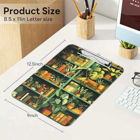 Luminzo Plastic Cute Clipboard Low-Profile Metal Clip, A4 Letter Size 9 x 12.5 in, 8.5 x 11 Paper Clip Board for Teachers, Nurses, Classroom,Green Study Room