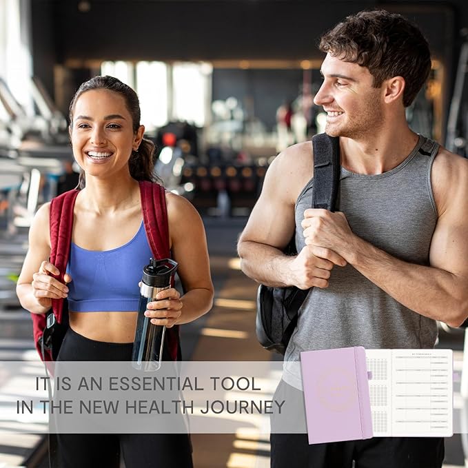 &And Per Se Fitness Workout Journal for Men & Women, Workout Log Book Planner with Daily Diet, Gym Exercise & Training Trackers - Undated, A5 Size, Leather Hardcover (Lavender)